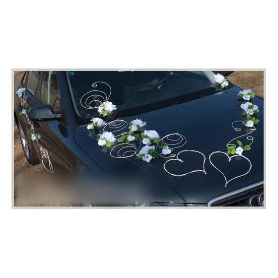 Häät auton koristelusarja Valkoiset ruusut Venice