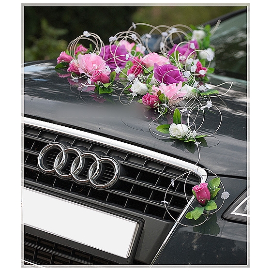 Häät Kukat Auton koristelu Häät vaaleanpunainen valkoinen