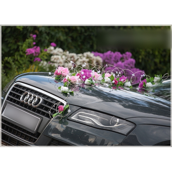 Häät Kukat Auton koristelu Häät vaaleanpunainen valkoinen