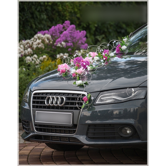 Häät Kukat Auton koristelu Häät vaaleanpunainen valkoinen