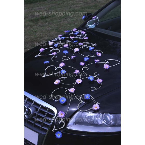 Kunniamerkki hääauto violetti-sininen koiranputkea