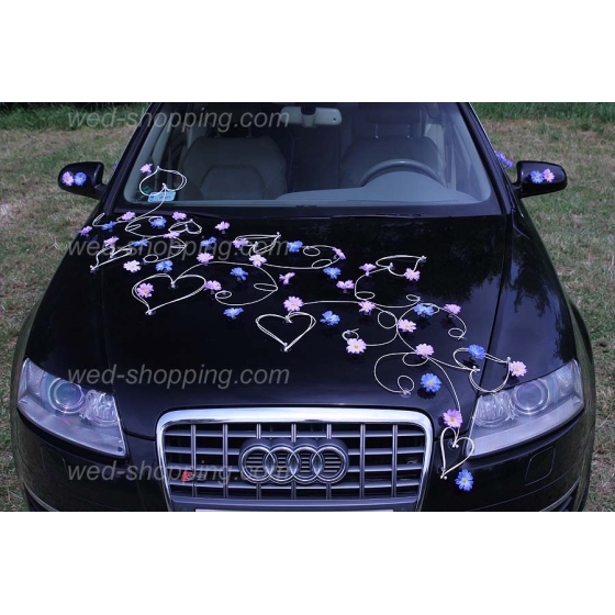 Kunniamerkki hääauto violetti-sininen koiranputkea