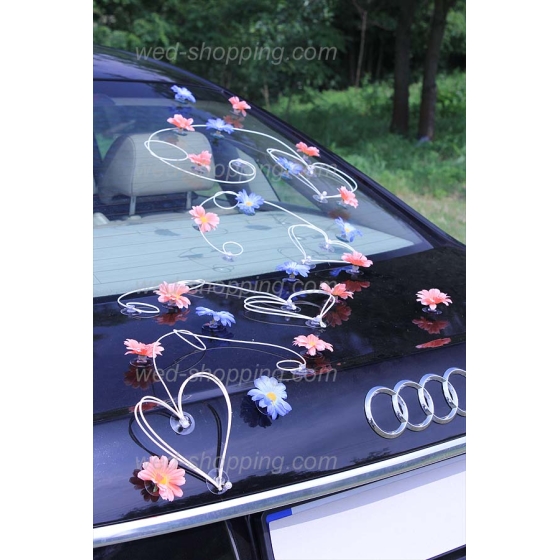 Kunniamerkki hääauto violetti-sininen koiranputkea