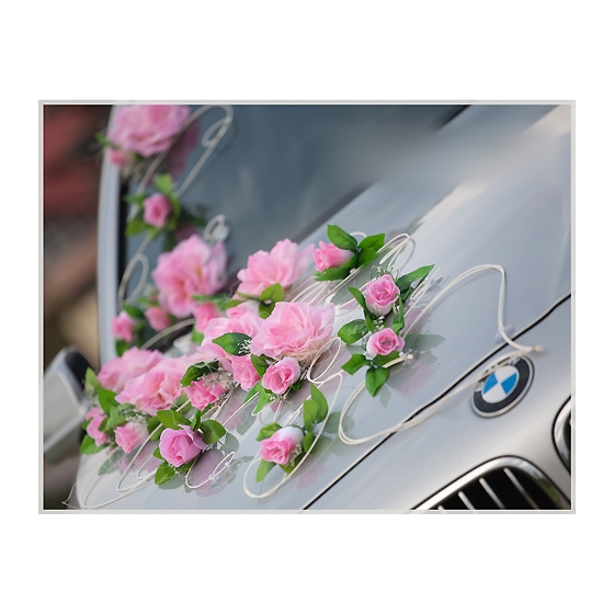 Koristelu hääauto vaaleanpunainen ruusuja Paris