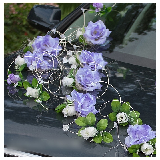 Koristesarja hääautoon purppura-sininen ja norsunluu