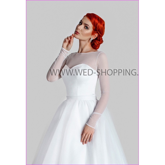 Morsiamen bolero venyvä tylli pitkät hihat