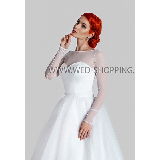 Morsiamen bolero venyvä tylli pitkät hihat