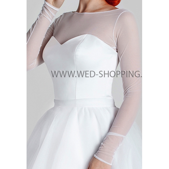 Morsiamen bolero venyvä tylli pitkät hihat