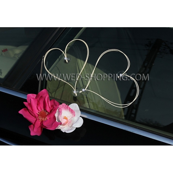 Häät auton sisustus kit - vaaleanpunainen daalioiden ja valkoiset orkideat