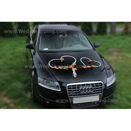 Kunniamerkki häät auto kelta-oranssi tulppaanit kunstbloemen