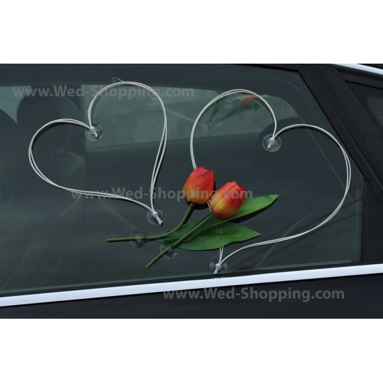 Kunniamerkki häät auto kelta-oranssi tulppaanit kunstbloemen