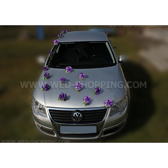 Hääauton koristelu ruusuja imukuppi violetta