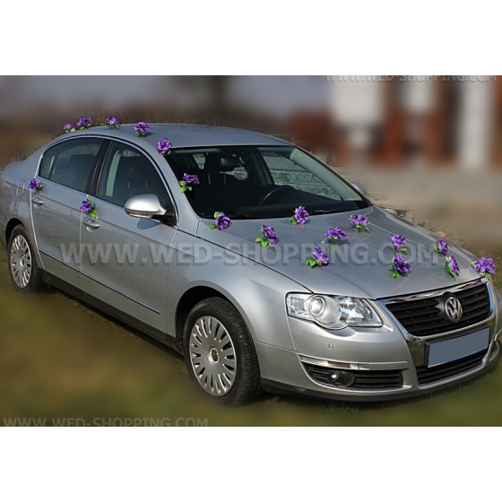 Hääauton koristelu ruusuja imukuppi violetta