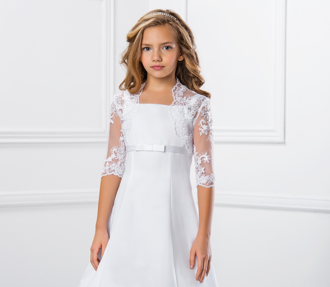 Boléro mariée dentelle française à manches courtes Telica