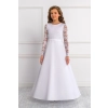 Robe de communion fille avec manches longues en dentelle