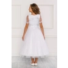 Robe de communion Tulle Satin et Dentelle manches courtes
