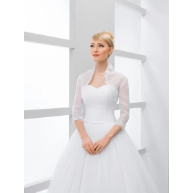 Boléro en organza avec dentelle manches 3/4