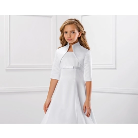 Boléro fille en satin avec manches 2/3 communion