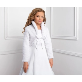 Boléro fille fausse fourrure de vison et nœud Cérémonie