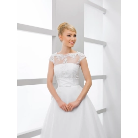 Boléro mariage en dentelle perles et paillettes manches cortes