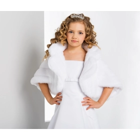 Cape fausse fourrure fille avec manches Communion