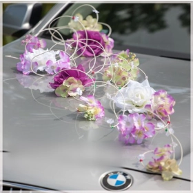 Déco Set  de voiture mariage  rose et Blanches