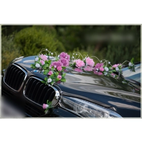 Décoration Voiture pour Mariage Roses rose et Blanches Kira