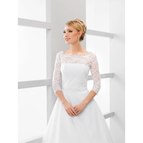 Off-épaule boléro mariage en dentelle manches longues moitié Fermeture dos en boutons