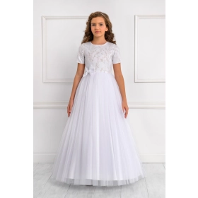 Robe de cérémonie enfant Satin et Tulle et Cristaux