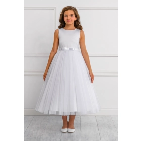 Robe de communion Satin avec manches courtes