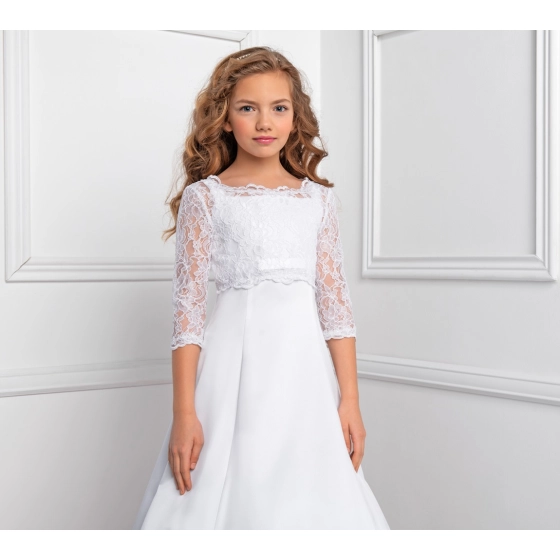 Boléro dentelle enfant laçage dans le dos cérémonie