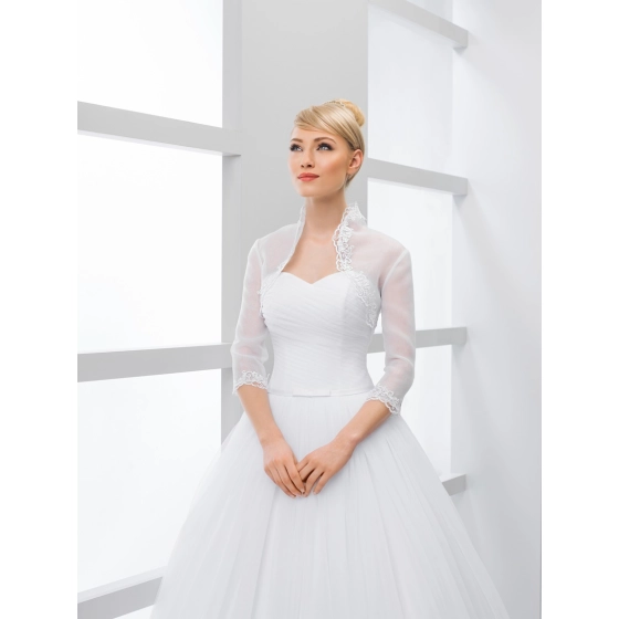 Boléro en organza avec dentelle manches 3/4