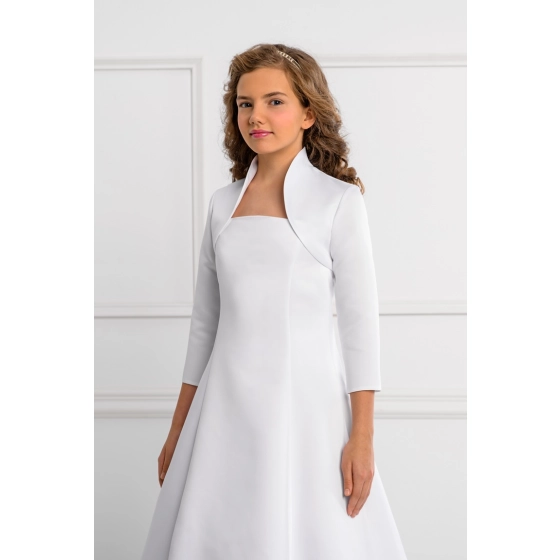 Boléro enfant en satin avec manches 3/4 communion