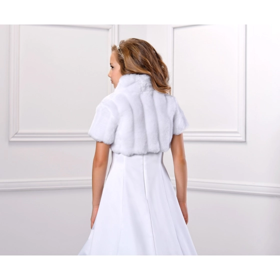 Boléro fille en fausse fourrure manches courtes Communion