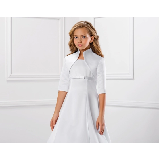 Boléro fille en satin avec manches 2/3 communion