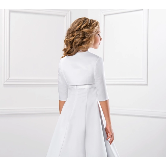 Boléro fille en satin avec manches 2/3 communion