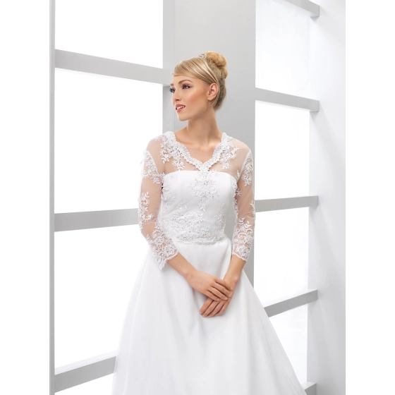 Boléro mariage en dentelle décolleté en V