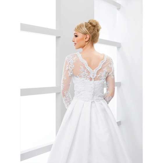 Boléro mariage en dentelle décolleté en V