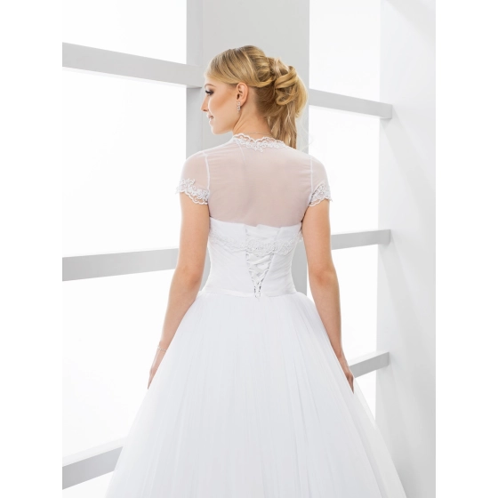 Boléro mariage en tull et dentelle manches courtes