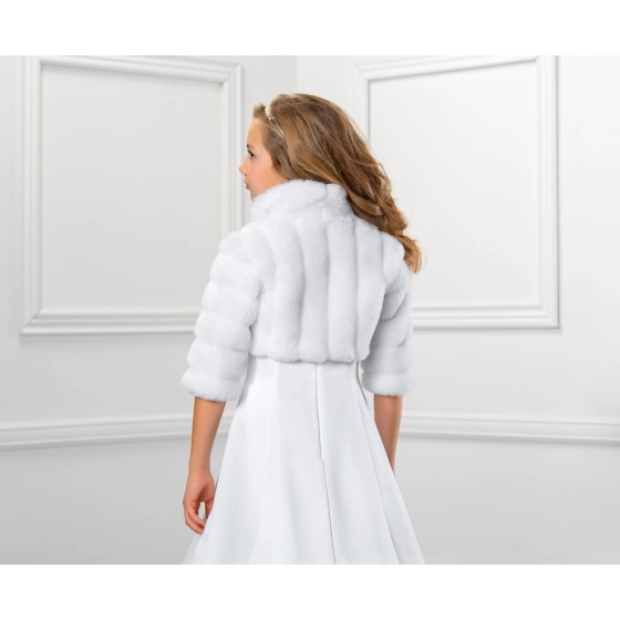 Boléro pour fille en fausse vison manches 2/3 Communion