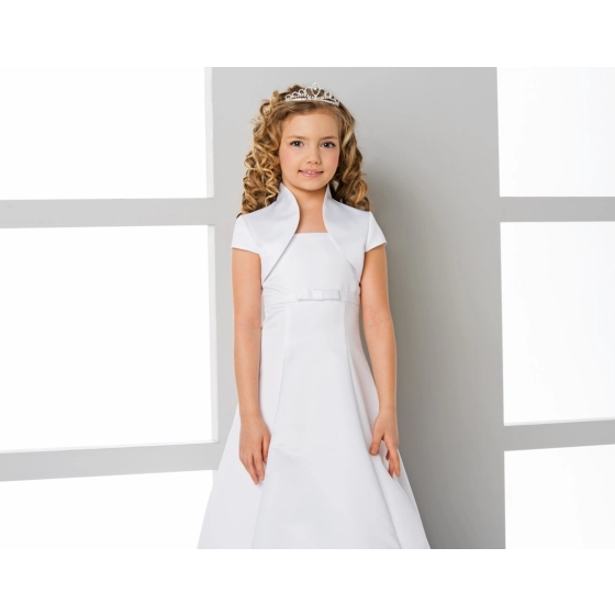 Boléro satin fille manches courtes communion