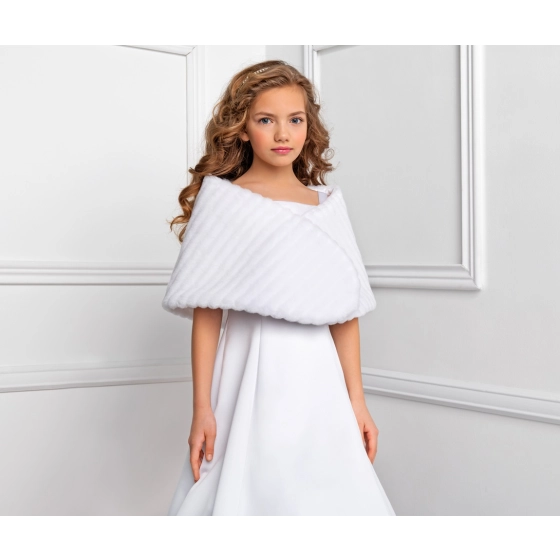 Cape Etole Première Communion fausse fourrure