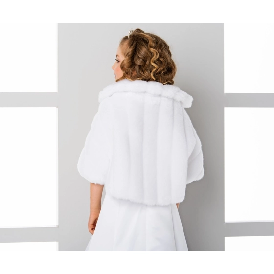 Cape fausse fourrure fille avec manches Communion