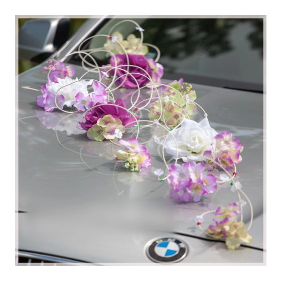 Déco Set  de voiture mariage  rose et Blanches