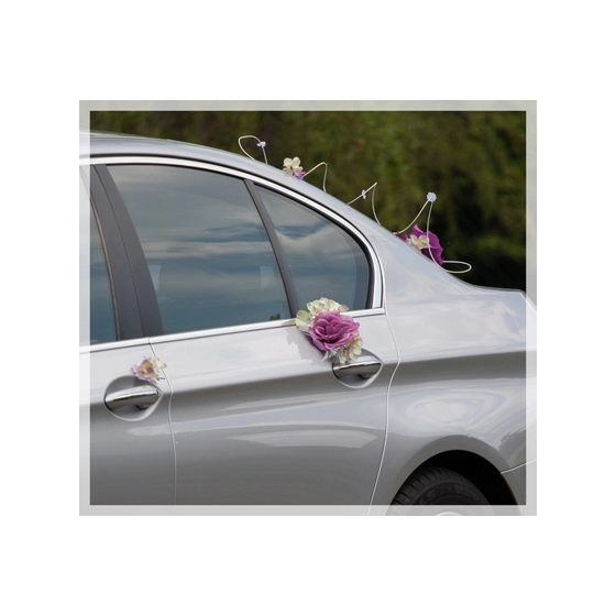 Déco Set  de voiture mariage  rose et Blanches