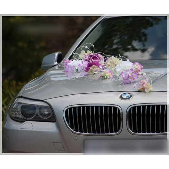 Déco Set  de voiture mariage  rose et Blanches