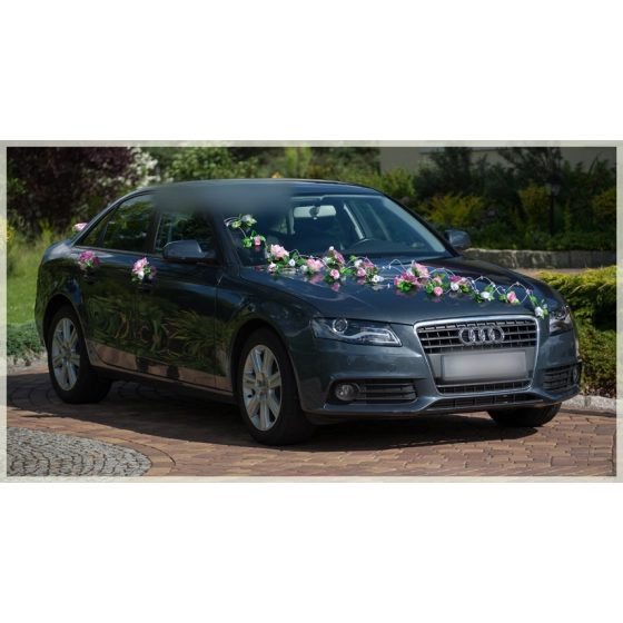 Décoration Voiture pour Mariage Roses rose et Blanches Kira