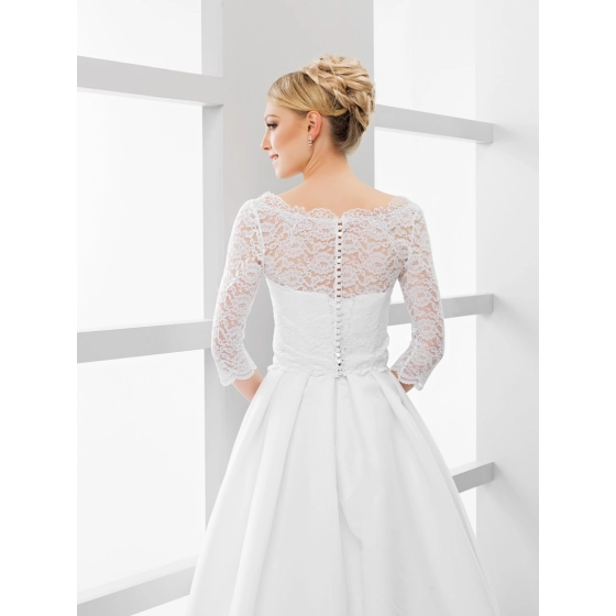 Off-épaule boléro mariage en dentelle manches longues moitié Fermeture dos en boutons