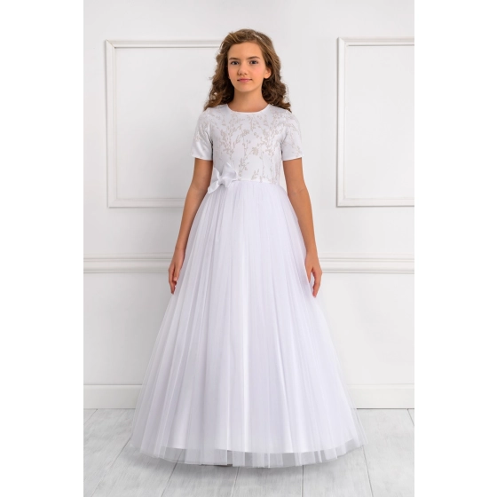 Robe de cérémonie enfant Satin et Tulle et Cristaux