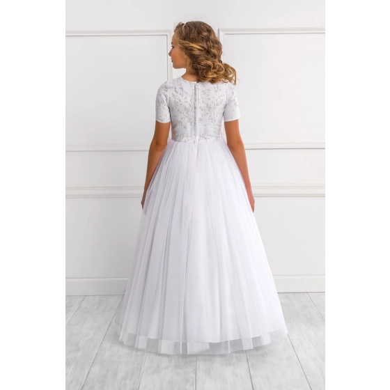 Robe de cérémonie enfant Satin et Tulle et Cristaux